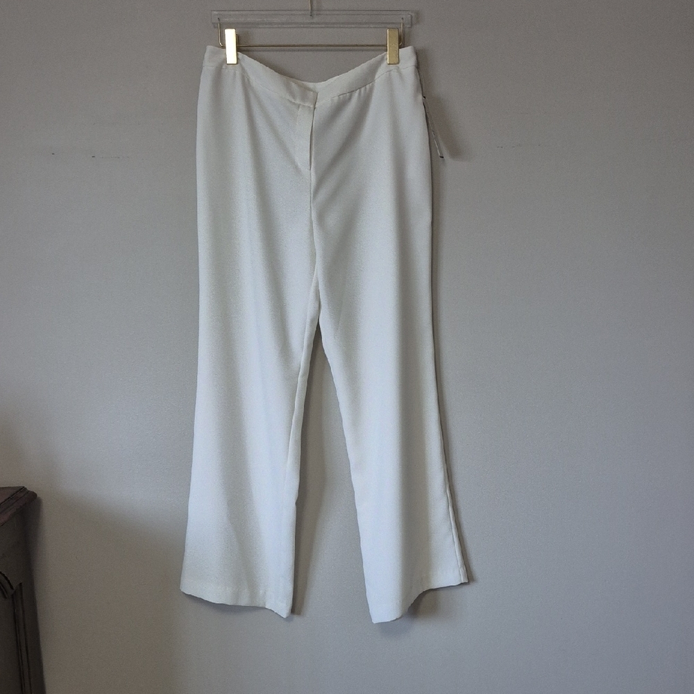 Joseph Ribkoff Cream Crepe Wide Leg Dress Pants Trousers, Size 14 Classy Classic